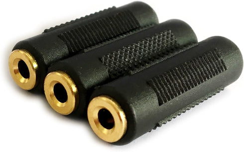 3.5mm Stereo Jack to 3.5mm Stereo Jack Female to Female Adapter Connector Gold Plated (3 Pack)...