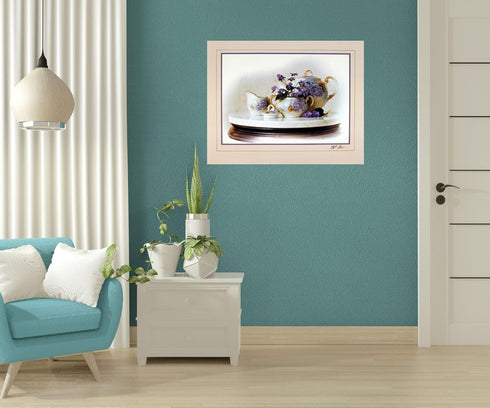 Country Wall Decor Violets Flowers & Kettle Tea Pot Still Life Art Print Poster Picture (16x20)...