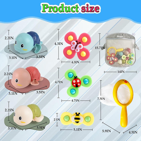 Bath Toys for Kids Ages 1-3 - Bathtub Toys for Infants Babier 6-12-18 Months - Suction Cup Fidget Spinner Toys for Toddlers Age 2-4 1 Year Old Gir...