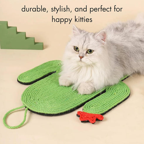 Handcrafted Cat Scratcher Mat (1pc), Natural Sisal Cat Scratch Pad, Durable and Non-Slip, Cute Hanging Mat (Cactus, Strawberry, Eggplant) (Cactus)...