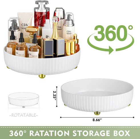 Bathroom Organizers and Storage,Rotating Makeup Organizer Tray for Perfume,Skincare,Cosmetics and Bathroom Storage,Lazy susan organizer,White...