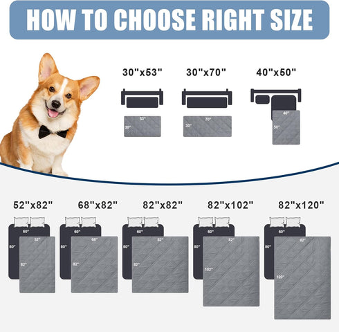 smiry Waterproof Dog Blanket, Reversible Dog Bed Cover Pet Blanket, Soft Couch Cover for Dogs Washable, Bed Couch Sofa Furniture Protector for Pup...