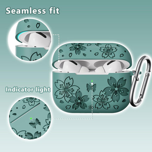 for Airpods Pro 2nd Generation Case - Butterfly Flowers Engraved Case for Airpods Pro Case Cover - Silicone Case Compatible with Airpods Pro 2 Cas...