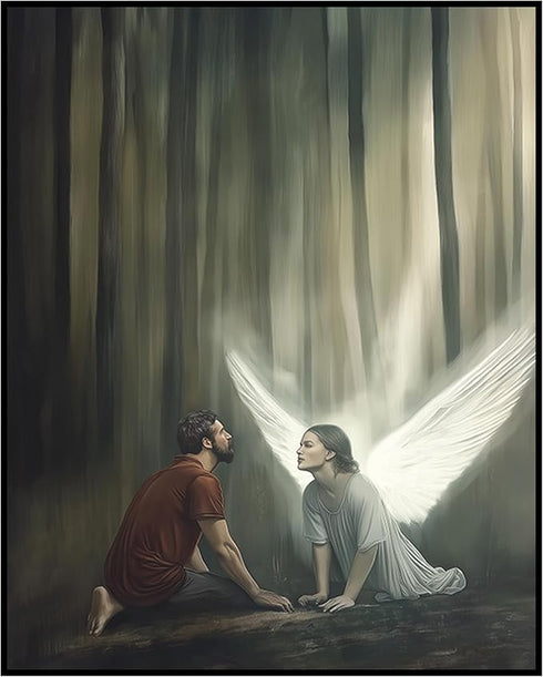 Posterizer 1 pcs-retro vintage style art-spiritual poster-angel in forest 2-Religious Posters-Gift For Buddhism Meditation philosophy Fans- unfram...