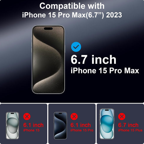 Privacy Screen Protector for iPhone 15 Pro Max Tempered Glass Film, Full Coverage Edge to Edge, Anti Spy Private, 9H Hardness, 2 Pack, 6.7 Inch...
