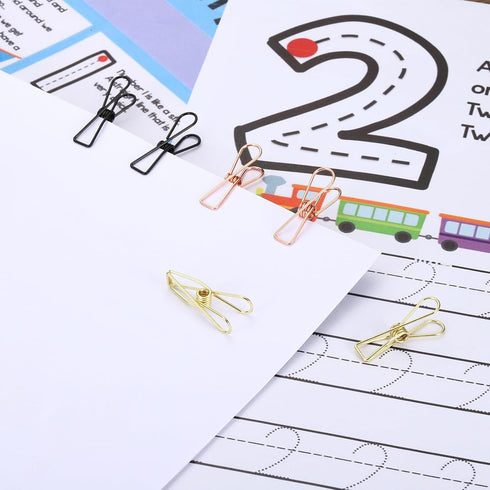 MECCANIXITY 100 Pieces Metal Wire Hollow Out Clips 32mm Cute Mini Binder Paper Clip Rose Gold for Clothes Bill Paper Office Supplies...