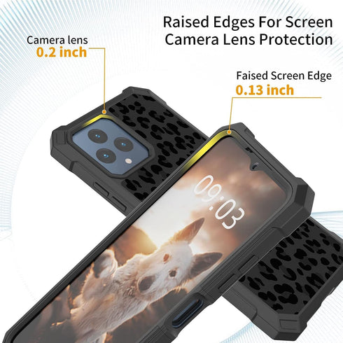for REVVL 6 5G Phone Case with Screen Protector (Tempered Glass), Slim TPU Rugged Corners Bumper Cover for T-Mobile REVVL 6 5G 2022?Black Leopard ...