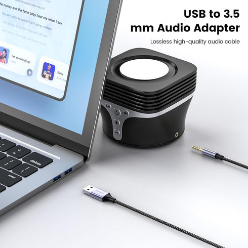 MOSWAG USB to 3.5mm TRS Audio Jack Adapter, USB Male to 3.5mm AUX Stereo Audio Cable, Nylon Braided USB to AUX Converter for PC, Laptop, Windows, ...