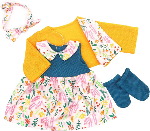 AISITE 18-20 inch Baby Doll Clothes - 4 Piece Dress, Coat, Headband and Socks Set for Reborn Baby Girl (Dolls NOT Included)...