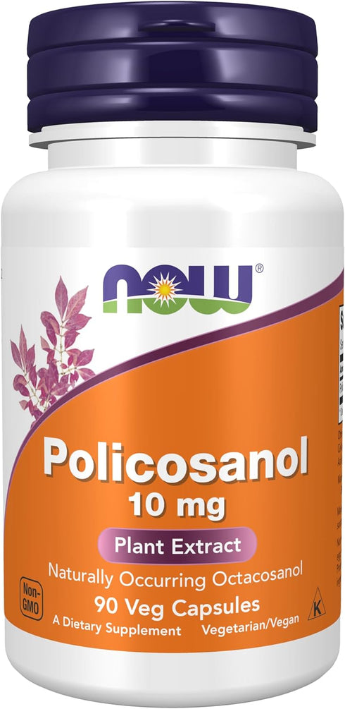 NOW Supplements, Policosanol 10 mg, Blend of Long-Chain Fatty alcohols (LCFAs) Derived from Sugar Cane, 90 Veg Capsules...