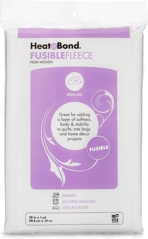 HeatnBond Fusible Fleece Iron-On Interfacing, 20 Inches x 1 Yard, White...