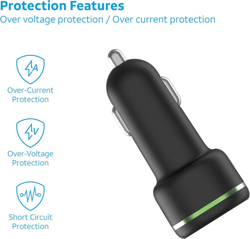 AT&T Single Port 20W USB-C Bullet Car Charger for Apple iPhone, iPad, Watch, Google Pixel, and Samsung Galaxy (Black)...
