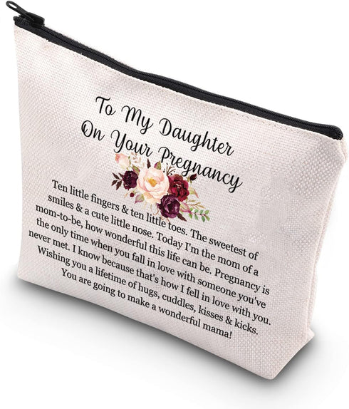 Pregnancy Daughter Makeup Bag with Waterproof Canvas and Zipper Closure...