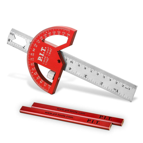 P.I.T. Angle Finder Protractor 8 Inch/203mm, Aluminum Alloy Construction Protractors,Adjustable Angle Finder Ruler for Carpenters & Woodworking Ho...