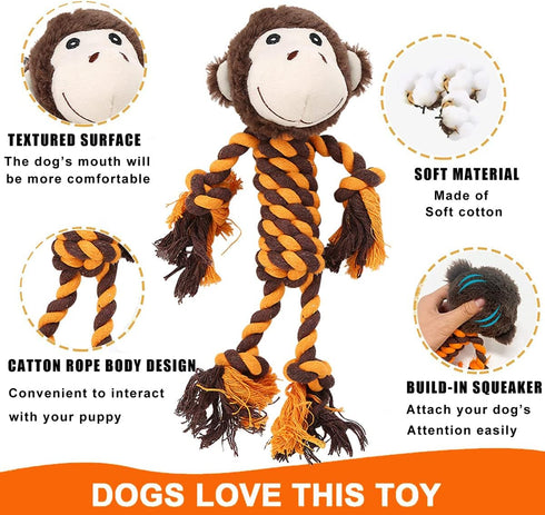 Rope Dog Toys for Small Dogs, Dog Tug of War Toys, Squeaky Dog Toys to Keep Them Busy, Interactive Dog Toys for Aggressive Chewers...