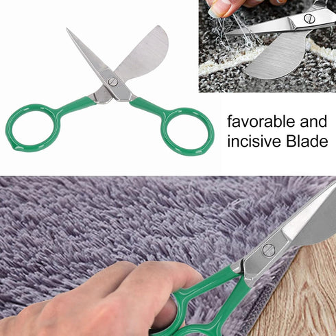 Tufting Carpet Shears, Mini Portable Stainless Steel Duckbill Hairball Trimming Shears Carpet Cutter Tools Double Bent Curved Offset Handle Scisso...