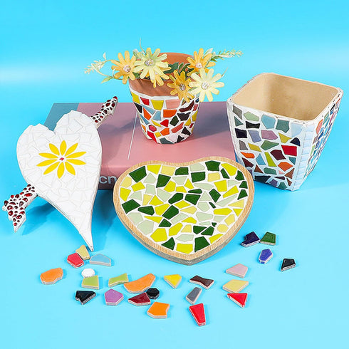 200g Ceramic Mosaic Tiles for Crafts,Irregular Stained Ceramic 0.2"x0.8" Porcelain Mosaic Tiles for Home Decoration (Red)...