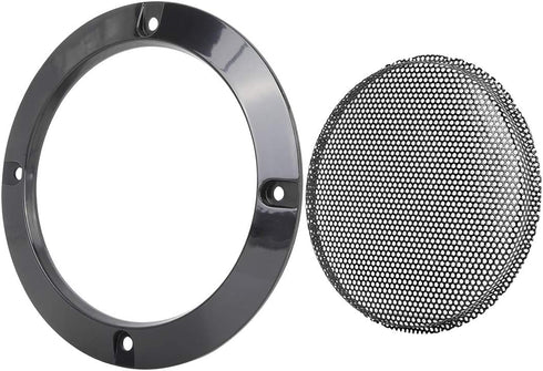 X AUTOHAUX 4pcs 4 Inch Metal Glossy Audio Speaker Cover Mesh Subwoofer Grill Horn Guard Decorative Circle Grille Protector Black for Car...
