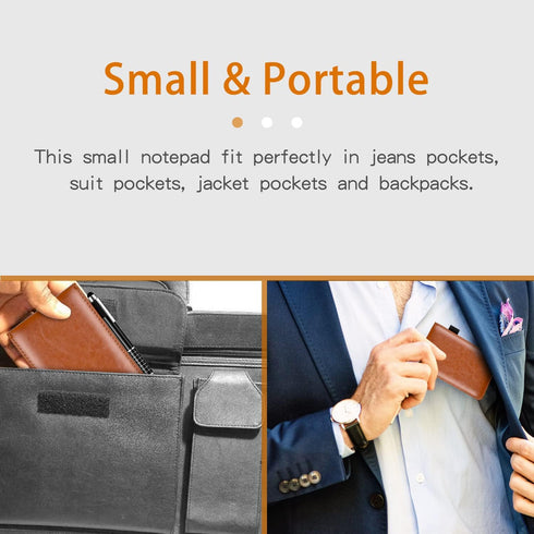 Xhwykzz 7 Pcs Small Pocket Notepad Holder Set, Pocket Notebook with pen for offices, schools, restaurants (Brown)...