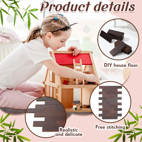 400 Pcs Miniature Dollhouse Flooring on 1: 12 Scale Mini Wooden Dollhouse Floor Boards Geometric Bamboo Doll House Furniture Wood Mini Floor Board...