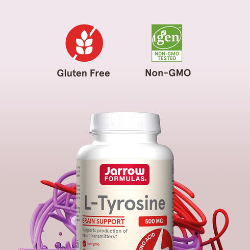 Jarrow Formulas L-Tyrosine 500 mg, Dietary Supplement, Amino Acid Supplement for Brain Health Support, 100 Capsules, 100 Day Supply...
