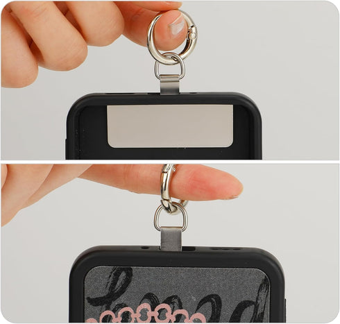 2 Pcs Phone Lanyard Tab Cell Phone Lanyard Tab with 2 Metal Spring Rings Phone Tether Patch Universal Phone Tether Tab Pad Connector without Adhes...