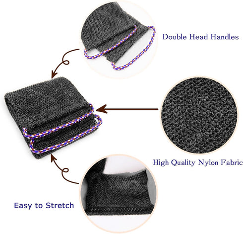 3 Pcs African Exfoliating Net Sponge, Washcloth Scrubber Shower Essentials African net Bath Sponges Bathing Shower Cloth Kit for Back, Body, Face-...