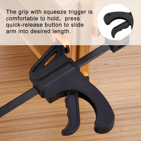 4pcs F-Shaped Bar Clamps, Woodworking Clip,Woodworking F Clamp,4inch Clip Grip Quick Ratchet Release Squeeze Woodworking DIY Hand Tool Kit for Car...