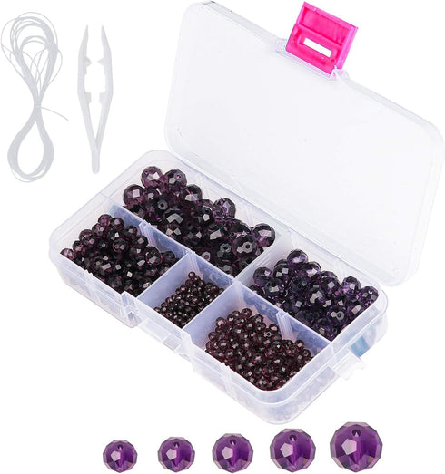 Faceted Crystal Glass Beads - Suitable for DIY, Making Bracelets, Necklaces and Other Jewelry (Violet)...