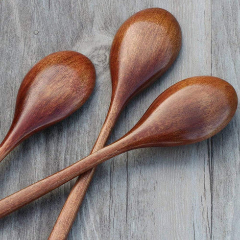 Wooden Spoon Fork Knife Eating Flatware Set Portable Utensil Set with Case, Reusable Wooden Cutlery Travel Utensils Set, 2 Spoons and 2 Forks and ...