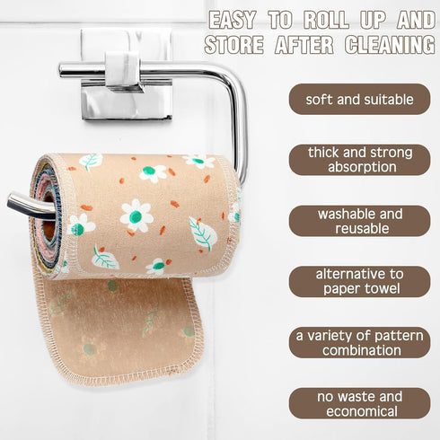 50 Pcs Reusable Toilet Washable Bidet Towels Rerollable Cloth Wipes Paperless Towels Roll Absorbent Cotton Towels Paper Towels for Kitchen Paperle...