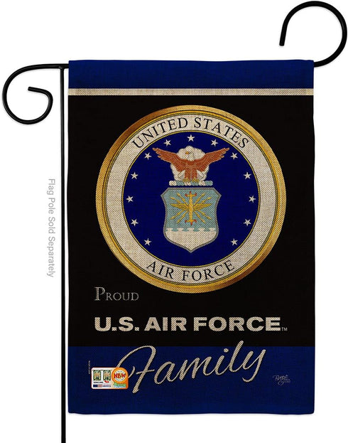 Air Force Proudly Family Burlap Garden Flag - Armed Forces USAF United State American Military Veteran Retire Official - House Decoration Banner Y...