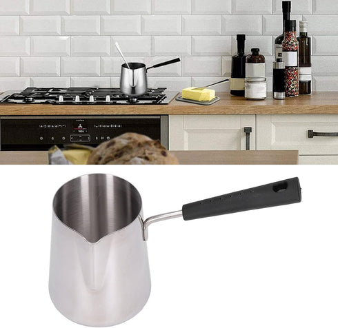 600ml Turkish Coffee Pot,Stainless Steel Milk Pot,Glossy Surface Saucepan Chocolate Melting Pot,High Temperature Resistant Butter Warmer Pot with ...
