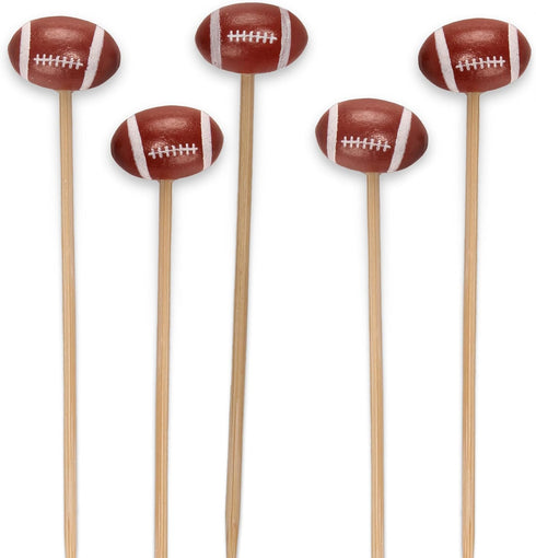 BambooMN 5.9"Decorative Sports Ball End Bamboo Cocktail Fruit Sandwich Picks Skewers for Catered Events, Holiday's, Restaurants or Buffets Party S...