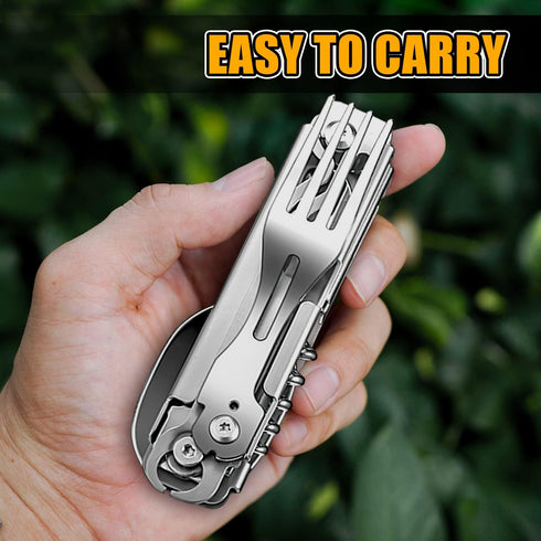 UMEINAC TECH Camping Utensils,7 in 1 Camping Utensil Set Camping Fork Spoon Knife Set Camp Backpacking Utensils Folding Cutlery Set for Travel Hik...