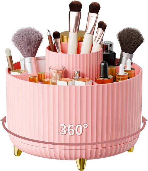 Makeup Organizers Countertop, 360° Rotate Makeup Brush Holder Organizer, 5 Slot Vanity Organizer, Countertop Organizers for Vanity, Desktop, Bathr...