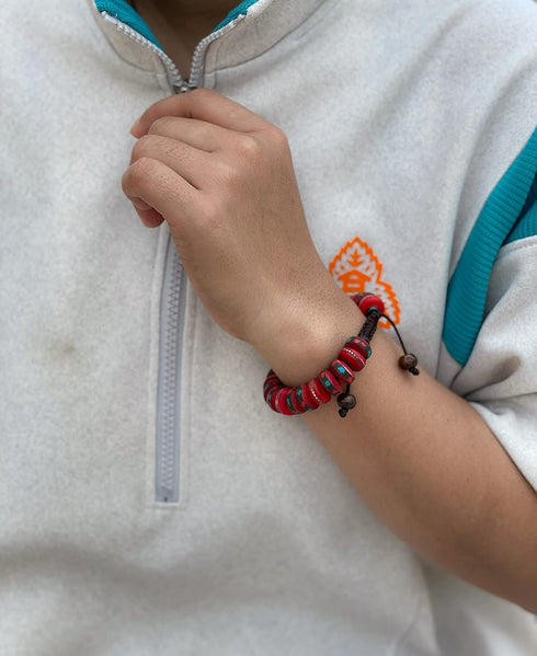 Tibetan Mala Embedded Medicine Wrist Mala for Meditation Handmade Draw String Silk Pouch...