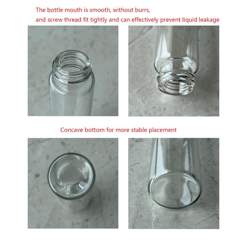 20ml Clear Glass Vials with Screw Caps and Plastic Stoppers, Small Liquid Sample Vial, Leak-Proof Vial, 12PCS...
