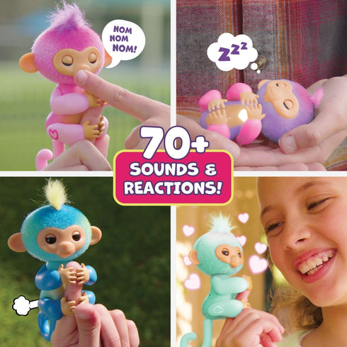 2023 NEW Interactive Baby Monkey Reacts to Touch – 70+ Sounds & Reactions – Charli (Purple)...