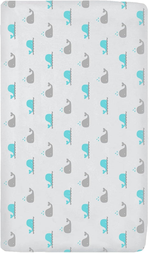 TL Care 100% Natural Breathable Cotton Jersey Knit Fitted Bassinet Sheet, Aqua Whale, 15" x 33", Soft Breathable, for Boys and Girls...