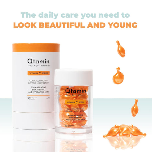 Vitamin C Capsules for Face - Portable Face Serum Capsules | Vitamin C Serum Capsules for Face Moisturising, Anti-Aging, & Brightening (30 Count -...
