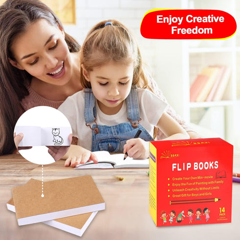 14 Pack Blank Flipbooks, 840 Sheets (1680 Pages) Flip Book Paper for Animation, Sketching and Cartoon Creation, 120GSM No Bleed Drawing Paper and ...