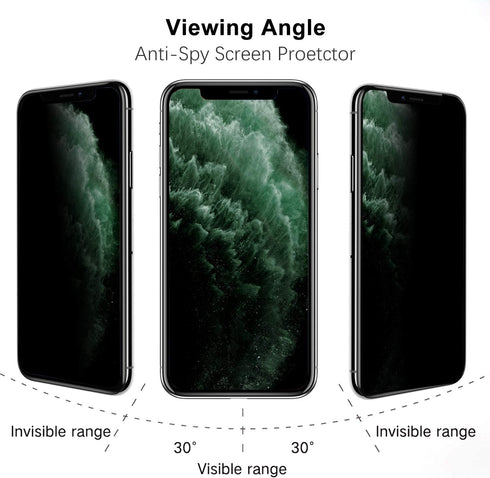 TILON (2 Pack) Privacy Screen Protector Compatible for iPhone X/XS/11 Pro, Innovative Anti-Spy 3D Touch Full Cover 9H Tempered Glass Ultra-Clear B...