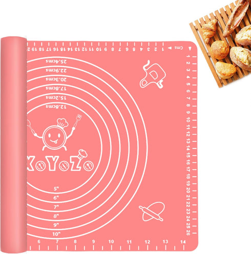Silicone Pastry Mat for Baking, Dough Rolling Mat Non Stick Dough Mat with Measurement Baking Mat, Kitchen Counter Mat for Pie, Crust, Pizza, Cook...