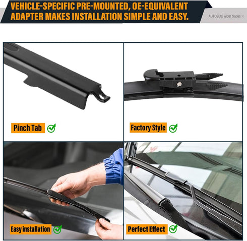 AUTOBOO 26"+23" Windshield Wiper Blade Sets Replacement for Toyota Tundra 2007-2020,Sequoia 2008-2020 -Original Factory Quality (Pack of 2)...
