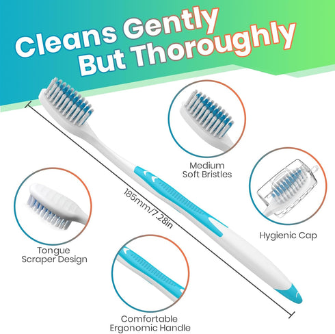 30 Pack Bulk Toothbrushes with Covers, Individually Wrapped Tooth Brush Pack for Adults & Kids, Disposable Toothbrush Medium Soft for Travel, Dona...