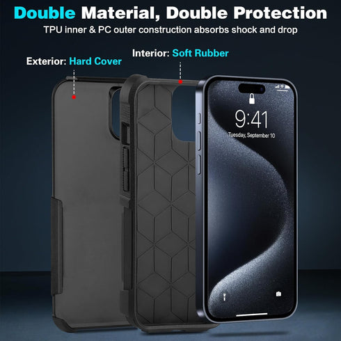 [5 in 1 for iPhone 15 Pro max Case,with 2 Pack Screen Protector + 2 Pack Camera Lens Protector,Heavy-Duty Tough Rugged Lightweight Slim Shockproof...