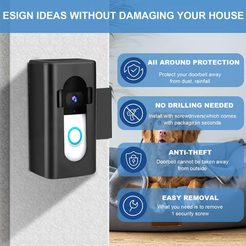 2024 Anti-Theft Ring doorbell Mount no Drill, Video Doorbell Mount Compatible with Blink/Ring Doorbell 4/3/2/1, Cover Holder Not Block Doorbell Se...