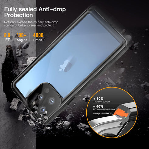 inkolelo Compatible with iPhone 13 Pro Max Waterproof Case, Built-in Screen Full-Body Protector with Floating Strap IP68 Waterproof Case for iPhon...