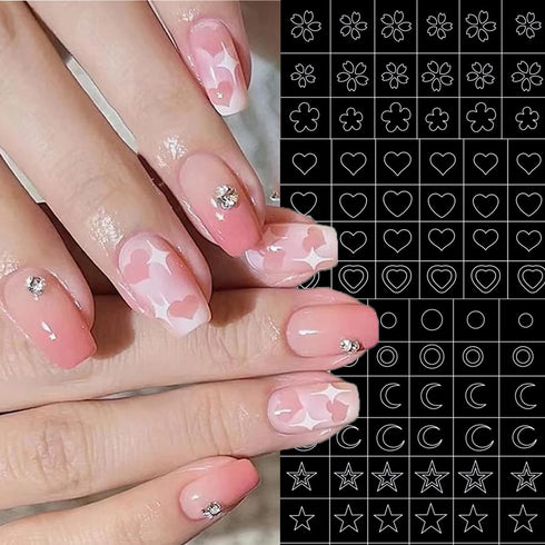 8 Pcs French Tip Manicure Edge Auxiliary Line Nail Art Stickers Heart Butterfly Flowers Nail Design Airbrush Nail Stencils Stickers for Nail Art S...